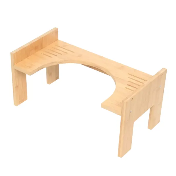 Taburete de inodoro de madera, antideslizante, ayuda para el baño, con reposapiés, altura ajustable, taburete de bambú, de 7 a 9 pulgadas