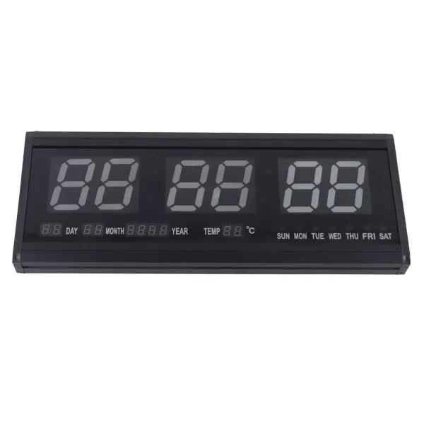 CNCEST Reloj de calendario, gran reloj de pared eléctrico digital LED con hora, fecha, temperatura, para casa, oficina, banco