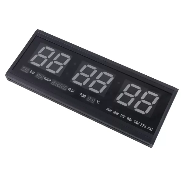 CNCEST Reloj de calendario, gran reloj de pared eléctrico digital LED con hora, fecha, temperatura, para casa, oficina, banco