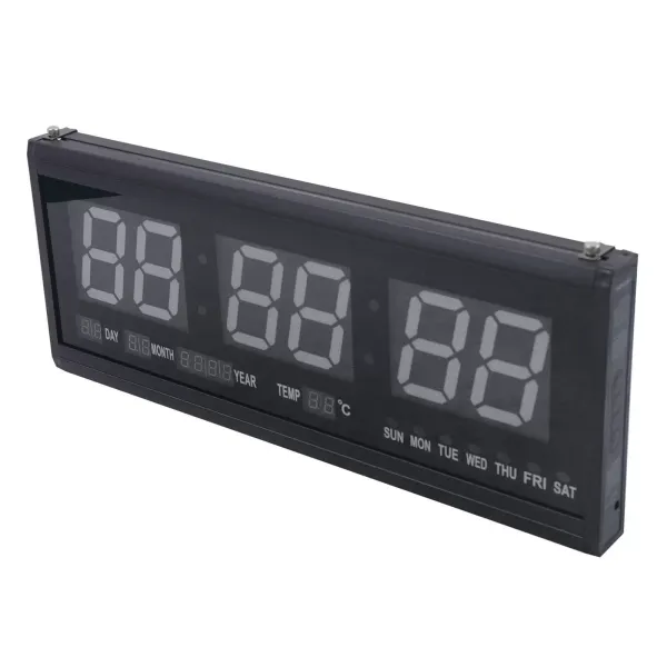 CNCEST Reloj de calendario, gran reloj de pared eléctrico digital LED con hora, fecha, temperatura, para casa, oficina, banco