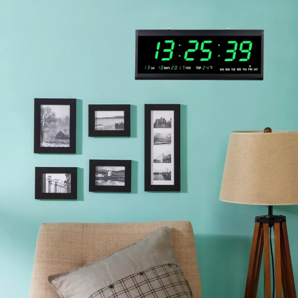 CNCEST Reloj de calendario, gran reloj de pared eléctrico digital LED con hora, fecha, temperatura, para casa, oficina, banco CNCEST Reloj de calendario, gran reloj de pared eléctrico digital LED con hora, fecha, temperatura, para casa, oficina, banco