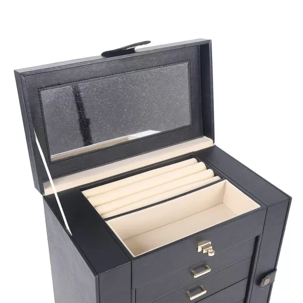 Joyero grande con espejo y cierre, 6 niveles para anillos, pendientes, relojes Joyero grande con espejo y cierre, 6 niveles para anillos, pendientes, relojes