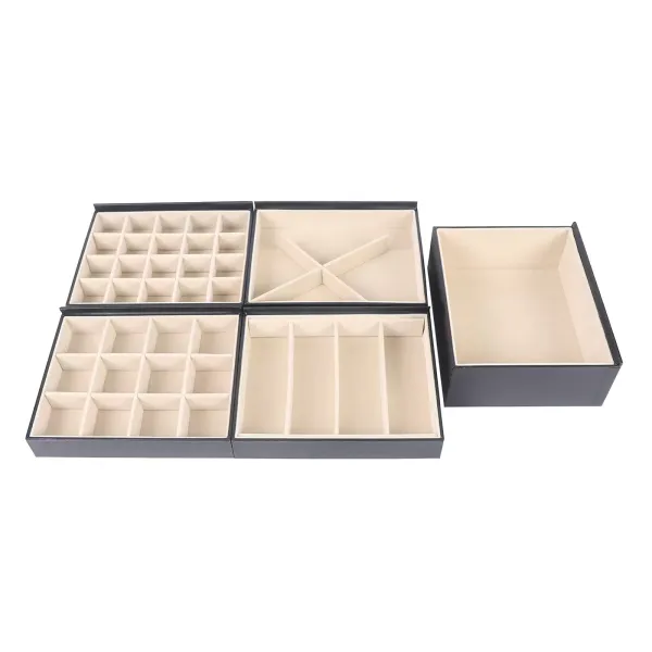 Joyero grande con espejo y cierre, 6 niveles para anillos, pendientes, relojes