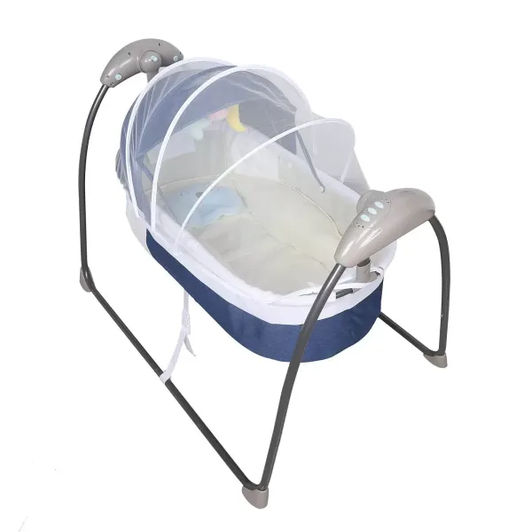 Cuna eléctrica Inteligente para bebés, portabebés para recién Nacidos, moisés Plegable，Columpios para bebés con música Suave (Azul)
