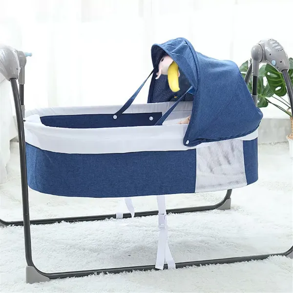 Cuna eléctrica Inteligente para bebés, portabebés para recién Nacidos, moisés Plegable，Columpios para bebés con música Suave (Azul)