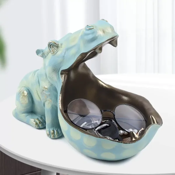 Caja de almacenamiento de hipopótamo, estatuas artesanales, hipopótamo, decoración de mesa