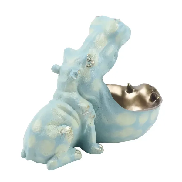 Caja de almacenamiento de hipopótamo, estatuas artesanales, hipopótamo, decoración de mesa