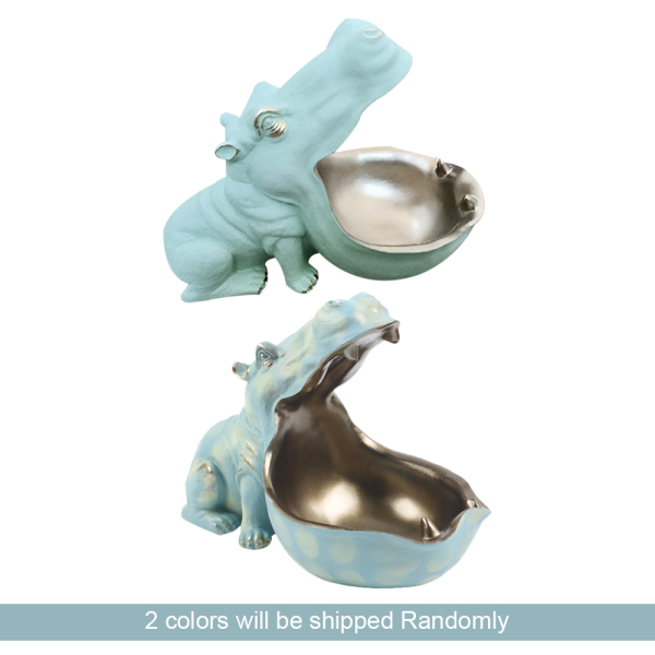 Caja de almacenamiento de hipopótamo, estatuas artesanales, hipopótamo, decoración de mesa