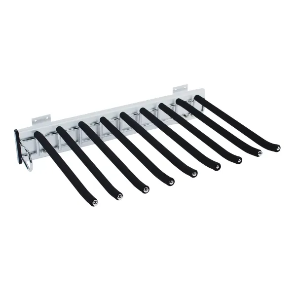Percha extensible para pantalones, accesorio de armario, 48 cm, soporte para pantalones para 9 pantalones (instalación a la izquierda) Percha extensible para pantalones, accesorio de armario, 48 cm, soporte para pantalones para 9 pantalones (instalación a la izquierda)