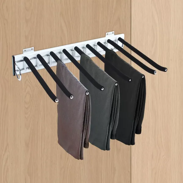 Percha extensible para pantalones, accesorio de armario, 48 cm, soporte para pantalones para 9 pantalones (instalación a la izquierda)