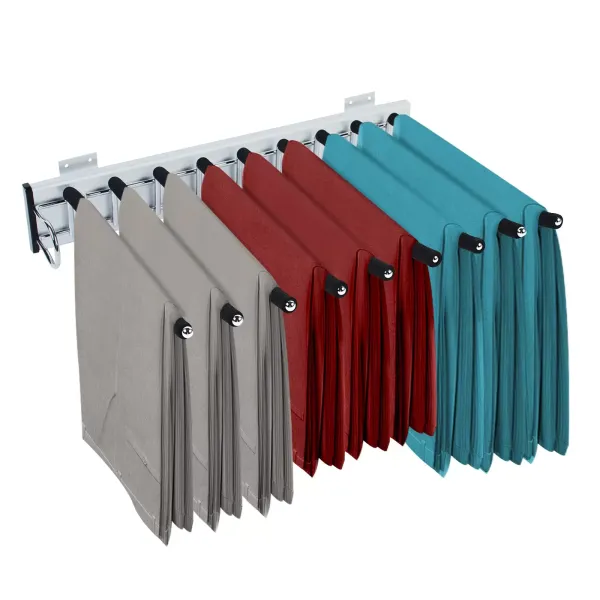 Percha extensible para pantalones, accesorio de armario, 48 cm, soporte para pantalones para 9 pantalones (instalación a la izquierda)