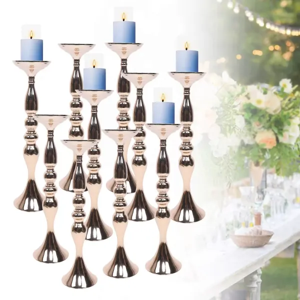 10 candelabros de hierro con revestimiento de hierro de 48,5 cm