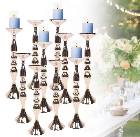 10 candelabros de hierro con revestimiento de hierro de 48,5 cm