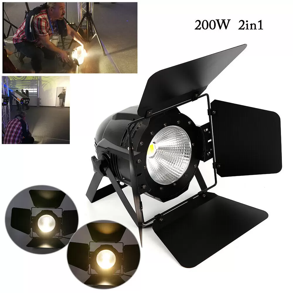 Foco LED 200 W, luz fría para escenarios, 2 en 1, foco COB exterior, luz de teatro, luz blanca cálida, panel de sonido DMX
