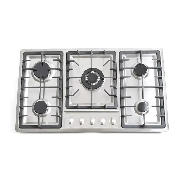 Cocina de gas de 33,8 pulgadas, para gas natural y propano, 5 llamas.