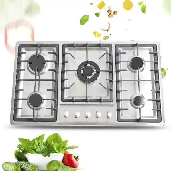 Cocina de gas de 33,8 pulgadas, para gas natural y propano, 5 llamas. Cocina de gas de 33,8 pulgadas, para gas natural y propano, 5 llamas.