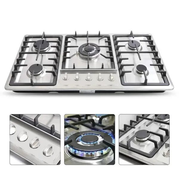 Cocina de gas de 33,8 pulgadas, para gas natural y propano, 5 llamas. Cocina de gas de 33,8 pulgadas, para gas natural y propano, 5 llamas.