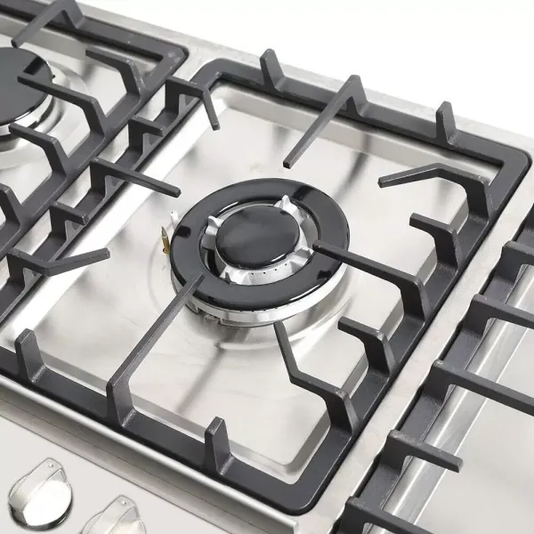 Cocina de gas de 33,8 pulgadas, para gas natural y propano, 5 llamas.