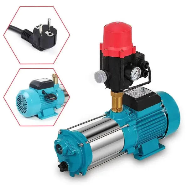 Bomba centrífuga de agua doméstica, bomba de jardín con manómetro, 1300 W, 4000 l/h, 9,8 bar, salida con control de bomba, 220 V, IP 44