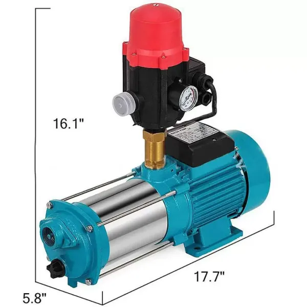 Bomba centrífuga de agua doméstica, bomba de jardín con manómetro, 1300 W, 4000 l/h, 9,8 bar, salida con control de bomba, 220 V, IP 44