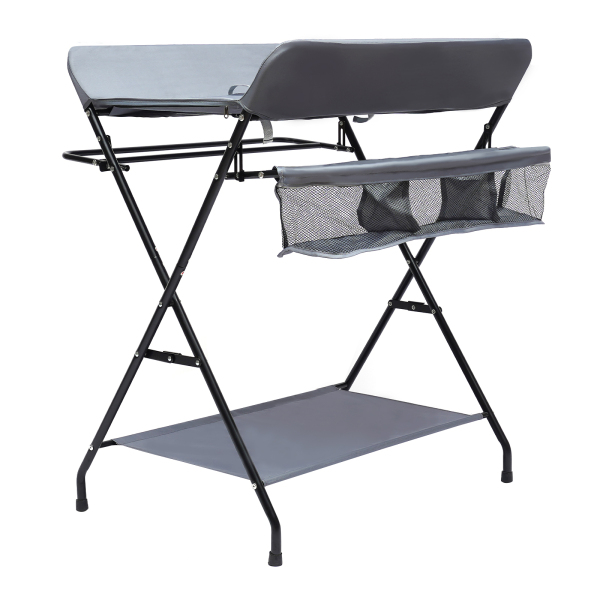 Cambiador plegable y portátil con cesta de almacenamiento lateral
