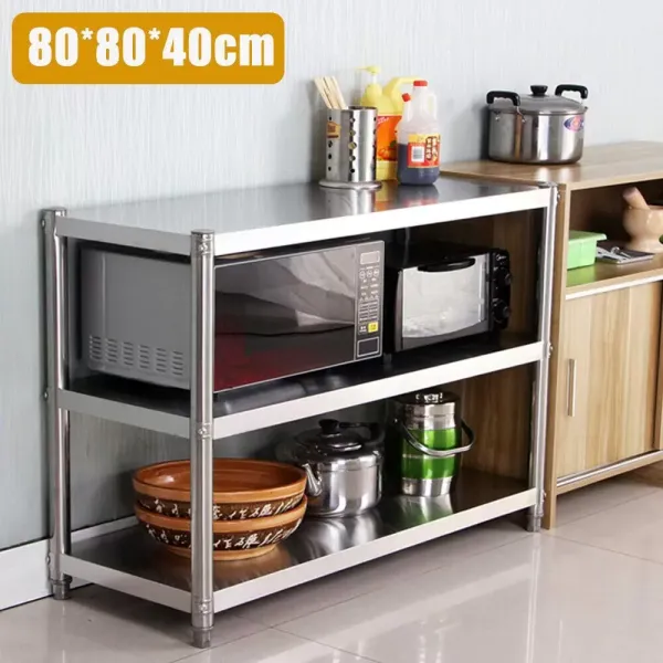 Estantería de 3 baldas de acero inoxidable para cocina (hasta 50 kg, 80 x 80 x 40 cm)