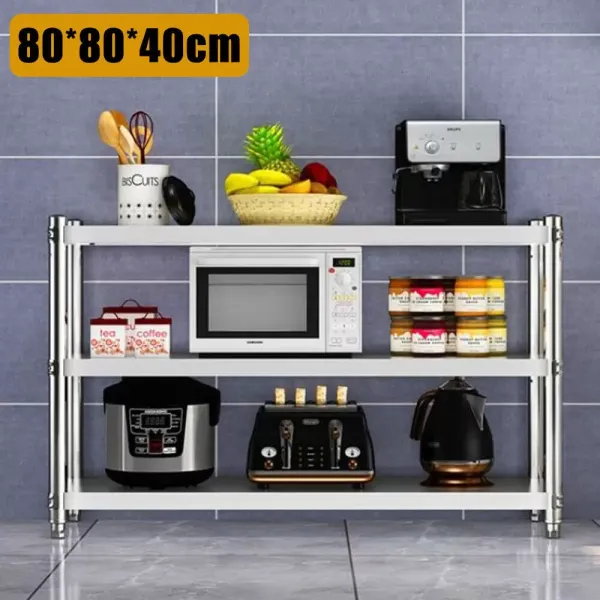 Estantería de 3 baldas de acero inoxidable para cocina (hasta 50 kg, 80 x 80 x 40 cm) Estantería de 3 baldas de acero inoxidable para cocina (hasta 50 kg, 80 x 80 x 40 cm)