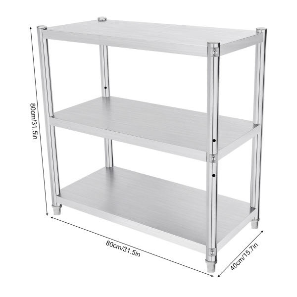 Estantería de 3 baldas de acero inoxidable para cocina (hasta 50 kg, 80 x 80 x 40 cm) Estantería de 3 baldas de acero inoxidable para cocina (hasta 50 kg, 80 x 80 x 40 cm)