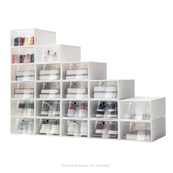 20 cajas de zapatos transparentes apilables con tapa, organizador de zapatos para hombre y mujer 20 cajas de zapatos transparentes apilables con tapa, organizador de zapatos para hombre y mujer