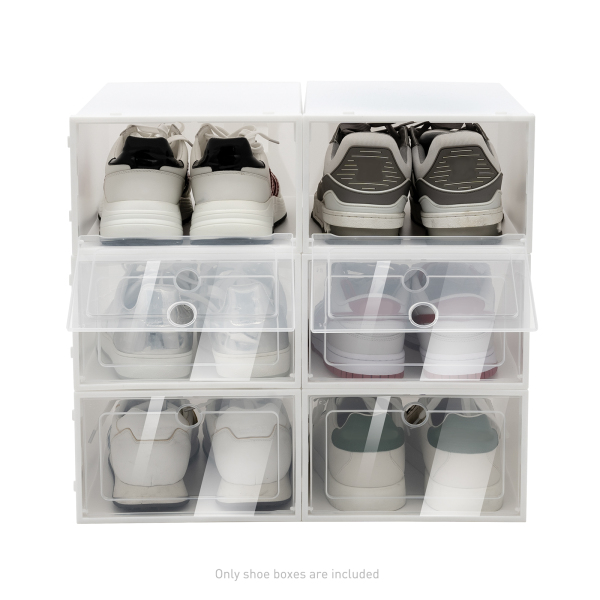 20 cajas de zapatos transparentes apilables con tapa, organizador de zapatos para hombre y mujer