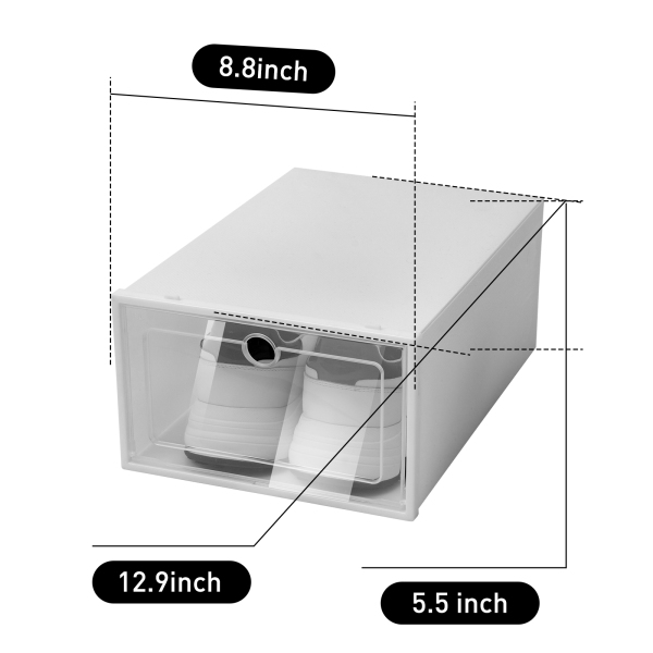 20 cajas de zapatos transparentes apilables con tapa, organizador de zapatos para hombre y mujer