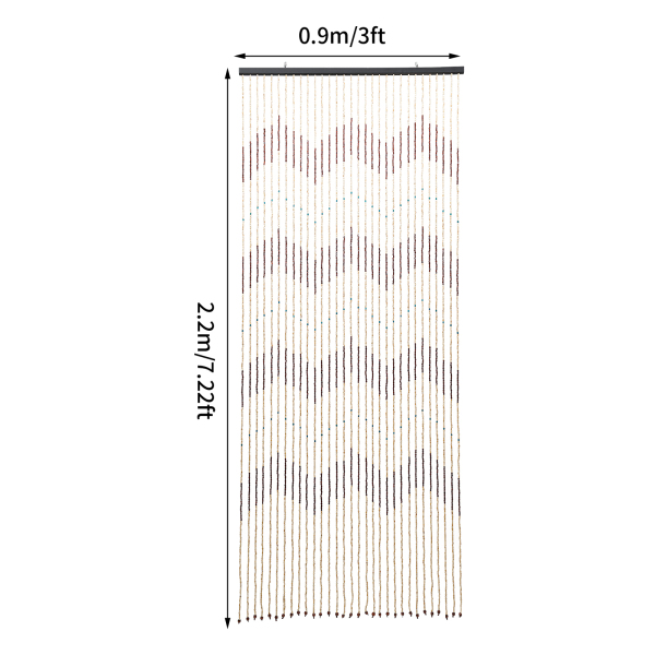 91 x 220 cm, cortina de cuentas de madera, cortina de 31 hebras maciza con patrón dentado, protección del medio ambiente, inodora
