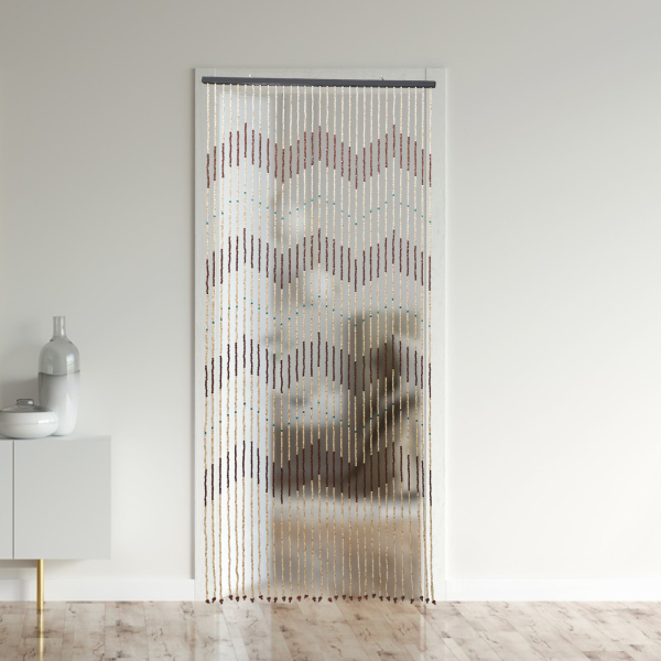 91 x 220 cm, cortina de cuentas de madera, cortina de 31 hebras maciza con patrón dentado, protección del medio ambiente, inodora