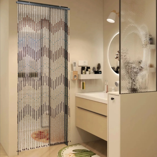 91 x 220 cm, cortina de cuentas de madera, cortina de 31 hebras maciza con patrón dentado, protección del medio ambiente, inodora 91 x 220 cm, cortina de cuentas de madera, cortina de 31 hebras maciza con patrón dentado, protección del medio ambiente, inodora