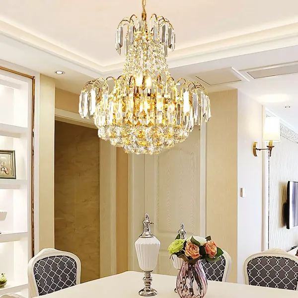 Lámpara de araña de cristal con forma de gota de agua, luz colgante de techo LED de montaje empotrado para comedor, baño, dormitorio, sala de estar