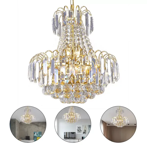 Lámpara de araña de cristal con forma de gota de agua, luz colgante de techo LED de montaje empotrado para comedor, baño, dormitorio, sala de estar