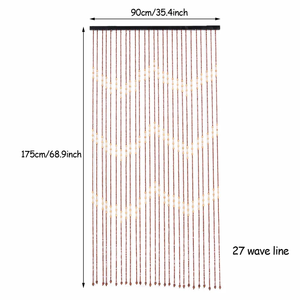 Cortina de Cuentas de Madera de 90 cm x 175 cm x 27 cm - Cortina de Puerta, Panel de Mampara, Cortina de Hilos con Cuentas