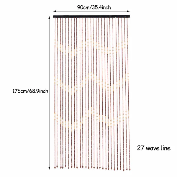 Cortina de Cuentas de Madera de 90 cm x 175 cm x 27 cm - Cortina de Puerta, Panel de Mampara, Cortina de Hilos con Cuentas