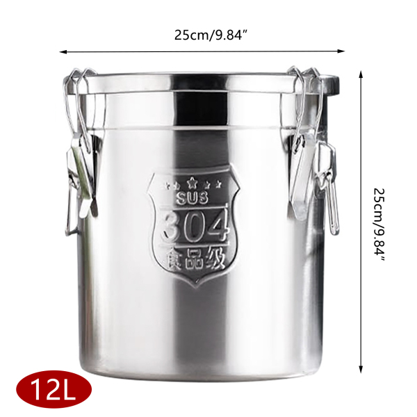 Recipiente hermético de acero inoxidable para cocina,cubo de almacenamiento con asas+tapa Recipiente hermético de acero inoxidable para cocina,cubo de almacenamiento con asas+tapa