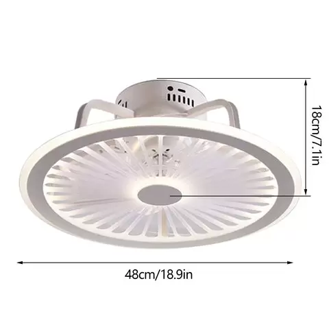 Ventilador de techo moderno de 48 x 18 cm, con iluminación LED, regulable, lámpara de techo con mando a distancia