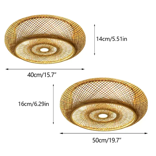 Lámpara de techo de 40 cm de bambú trenzado, suspensión de techo, natural, retro Lámpara de techo de 40 cm de bambú trenzado, suspensión de techo, natural, retro