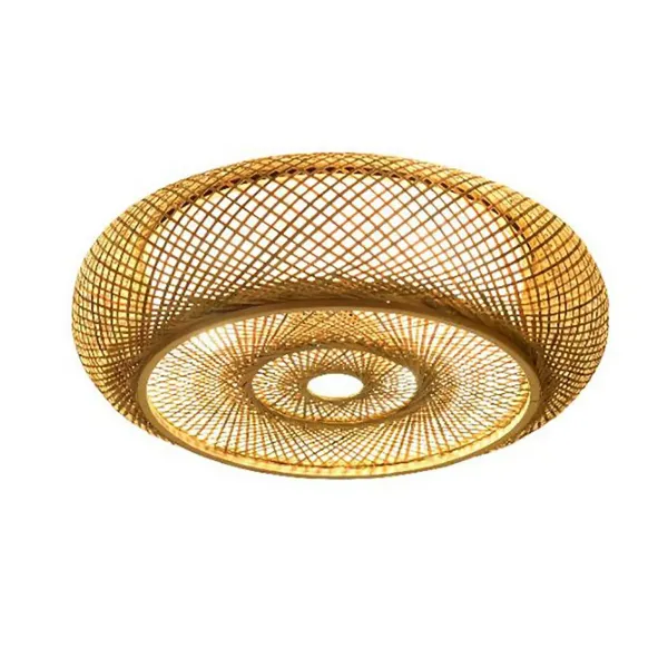 Lámpara de techo de 40 cm de bambú trenzado, suspensión de techo, natural, retro