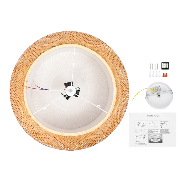 Lámpara de techo de bambú trenzado, suspensión de techo, natural, retro, vintage