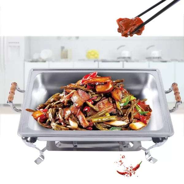 CNCEST Calentador de alimentos (acero inoxidable, 66 x 36 cm, mango de madera)