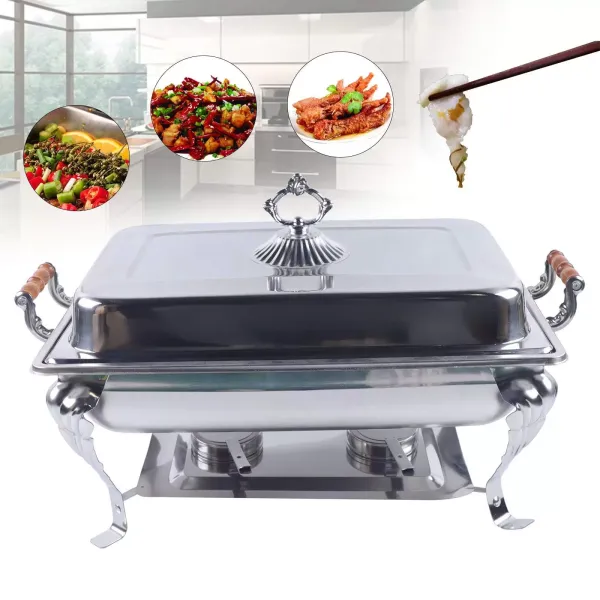 CNCEST Calentador de alimentos (acero inoxidable, 66 x 36 cm, mango de madera)
