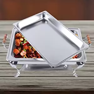 CNCEST Calentador de alimentos (acero inoxidable, 66 x 36 cm, mango de madera)