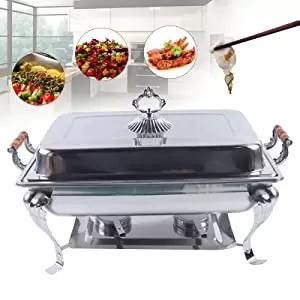 CNCEST Calentador de alimentos (acero inoxidable, 66 x 36 cm, mango de madera)