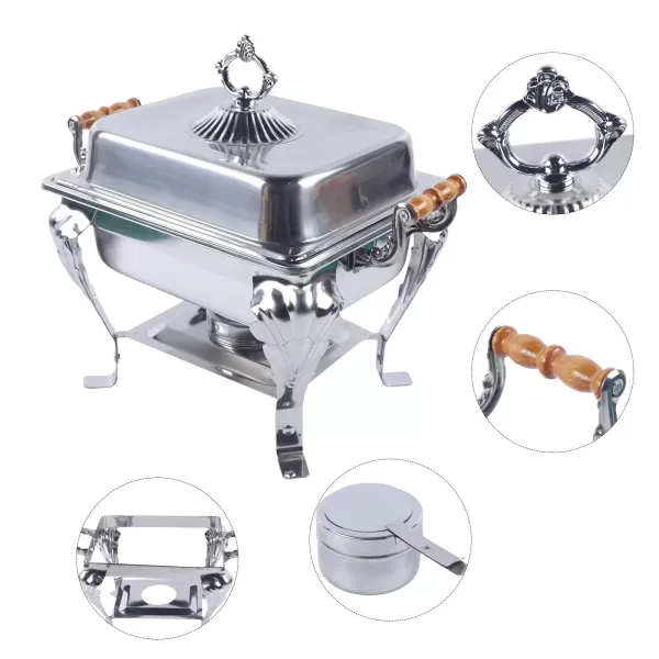 Depósito de calor para alimentos, de acero inoxidable, con depósito para pasta de combustión, para catering, buffet y fiesta, 42 x 29 x 32 cm Depósito de calor para alimentos, de acero inoxidable, con depósito para pasta de combustión, para catering, buffet y fiesta, 42 x 29 x 32 cm