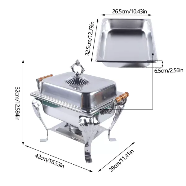 Depósito de calor para alimentos, de acero inoxidable, con depósito para pasta de combustión, para catering, buffet y fiesta, 42 x 29 x 32 cm Depósito de calor para alimentos, de acero inoxidable, con depósito para pasta de combustión, para catering, buffet y fiesta, 42 x 29 x 32 cm