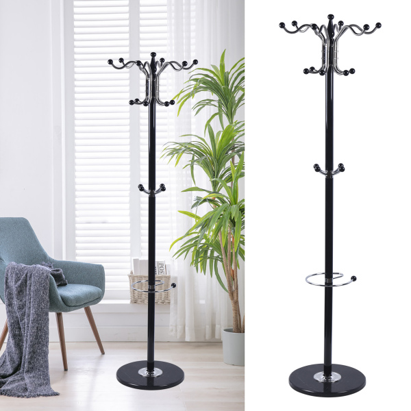 Perchero independiente negro para ropa, sombrero, chaqueta, soporte para árbol, ropa de Metal, paraguas, soporte para árbol Perchero independiente negro para ropa, sombrero, chaqueta, soporte para árbol, ropa de Metal, paraguas, soporte para árbol